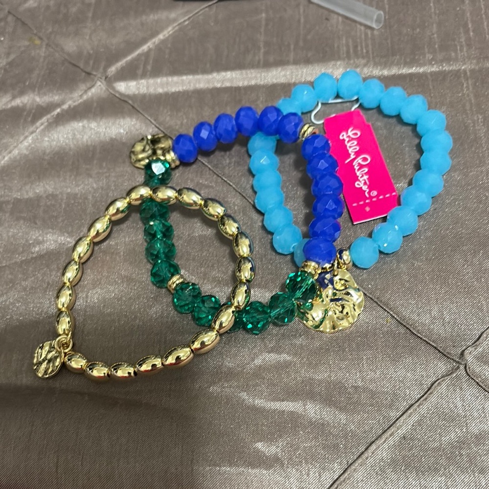 Lilly Pulitzer Mermaid Grotto Bracelet Set of Three stretch bracelets Blue New